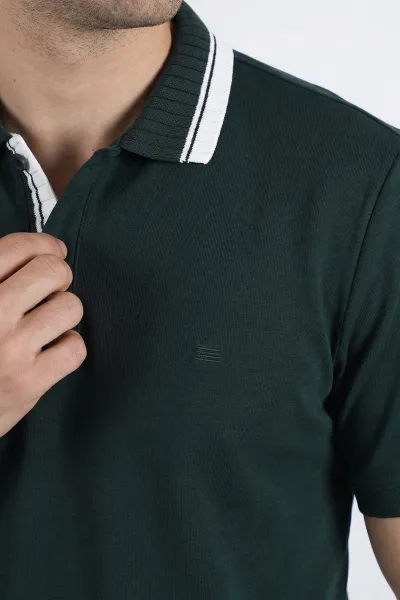 Zümrüt Yeşili Oysho Kumaş Polo Yaka Erkek Tişört 447826