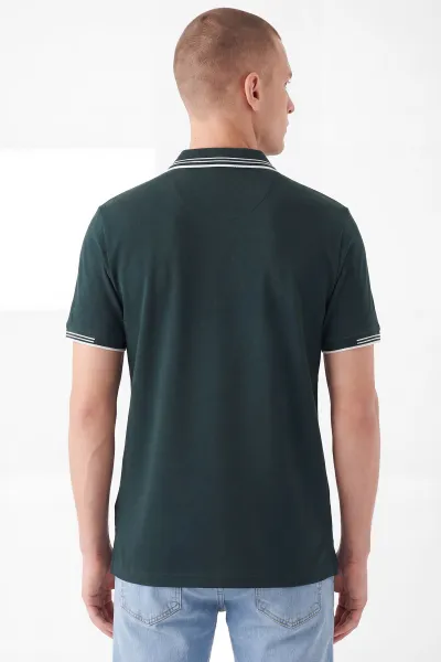 Zümrüt Yeşili Oysho Kumaş Polo Yaka Erkek Tişört 462536