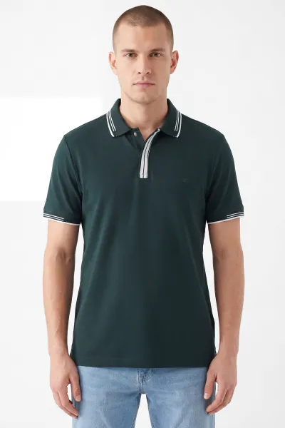 Zümrüt Yeşili Oysho Kumaş Polo Yaka Erkek Tişört 462536