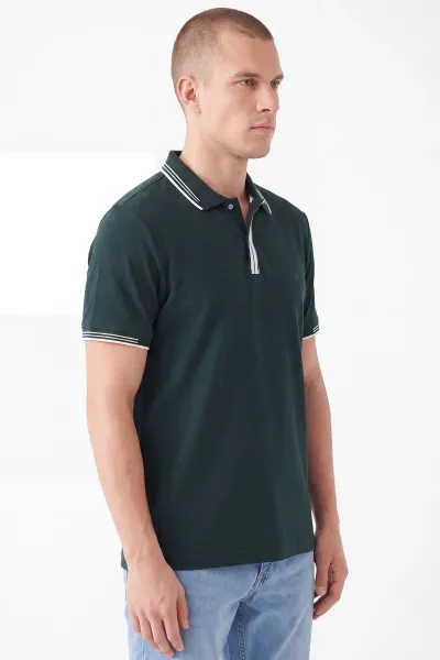 Zümrüt Yeşili Oysho Kumaş Polo Yaka Erkek Tişört 462536