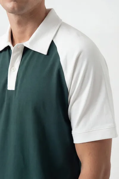 Zümrüt Yeşili Polo Yaka Düğmeli Erkek Tişört 435471