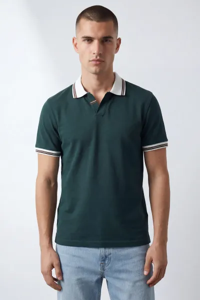 Zümrüt Yeşili Polo Yaka Erkek Tişört 435382