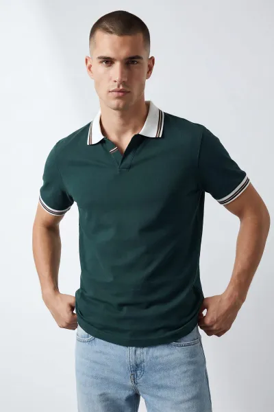 Zümrüt Yeşili Polo Yaka Erkek Tişört 435382