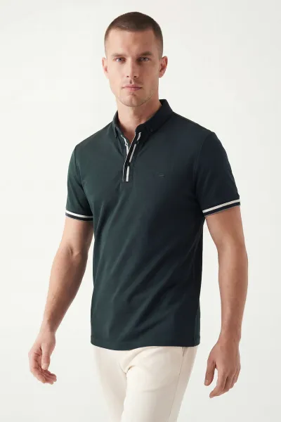 Zümrüt Yeşili Polo Yaka Osyho Kumaş Erkek Tişört 433148