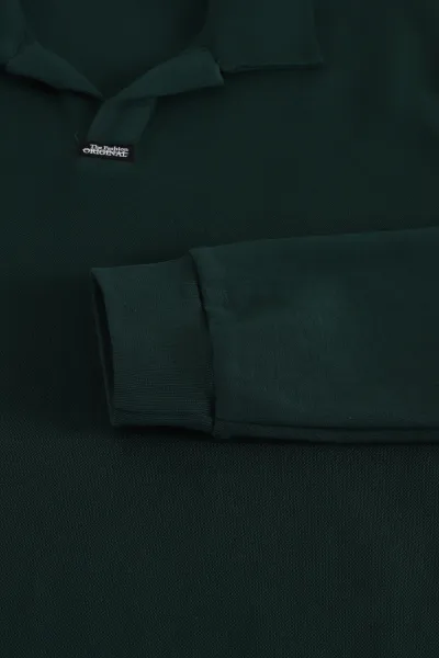 Zümrüt Yeşili Polo Yaka Uzun Kollu Erkek Sweatshirt 397134