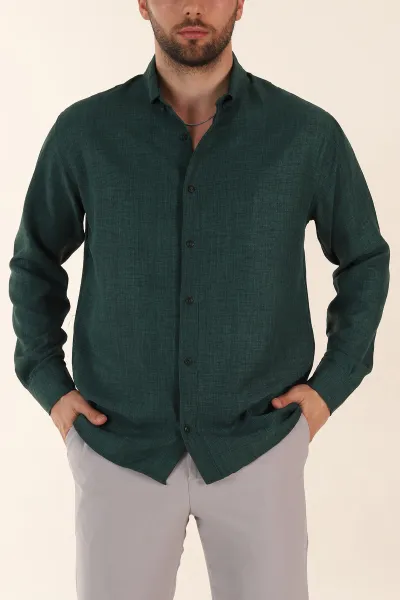 zumrut-yesili-regular-fit-ata-yaka-uzun-kollu-erkek-gomlek-369867