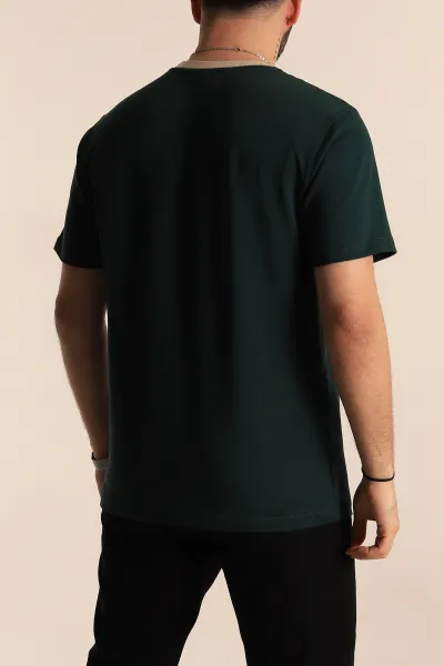 Zümrüt Yeşili Regular Fit Göğüs Baskılı Erkek Tişört 270633