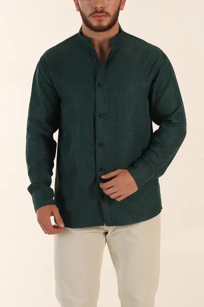zumrut-yesili-regular-fit-hakim-yaka-uzun-kollu-erkek-gomlek-370038