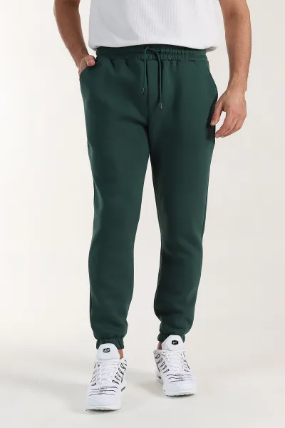 Zümrüt Yeşili Regular Fit İki İp Paça Lastikli Erkek Eşofman Altı 398186