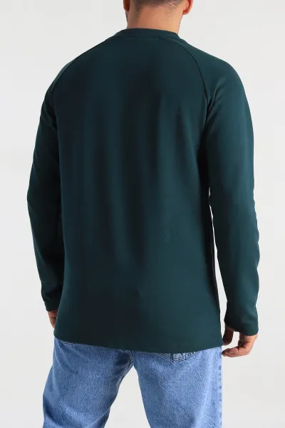 Zümrüt Yeşili Regular Fit Kabartma Baskılı Erkek Sweatshirt 305847