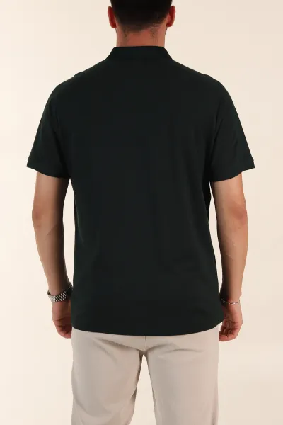 Zümrüt Yeşili Regular Fit Parçalı Polo Yaka Erkek Tişört 368299