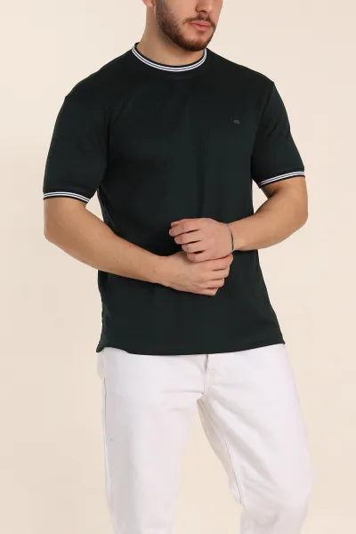 Zümrüt Yeşili Regular Fit Triko Yaka Basic Erkek Tişört 342359