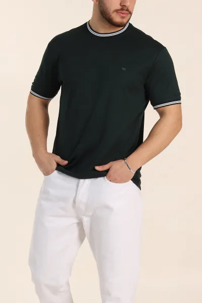 Zümrüt Yeşili Regular Fit Triko Yaka Basic Erkek Tişört 342359