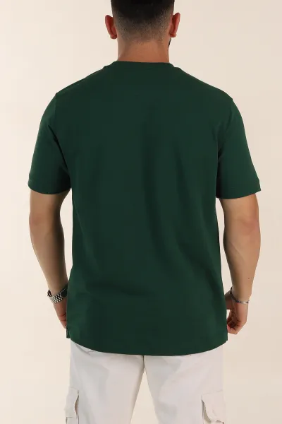 Zümrüt Yeşili Relaxed Fit Baskılı Yazı Detaylı Erkek Tişört 358543