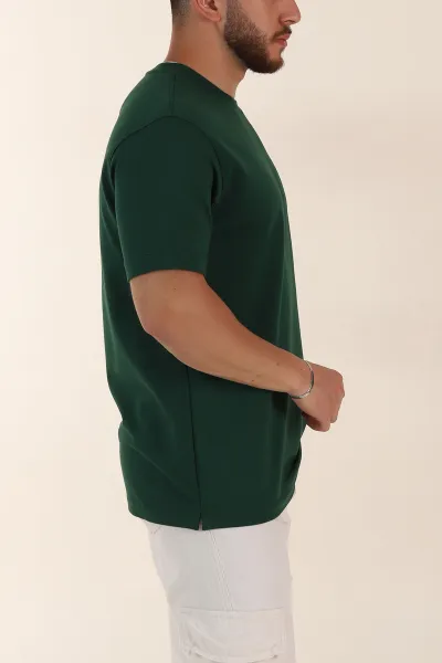 Zümrüt Yeşili Relaxed Fit Baskılı Yazı Detaylı Erkek Tişört 358543