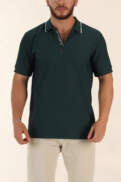 zumrut-yesili-relaxed-fit-cizgili-fermuarli-polo-yaka-erkek-tisort-370336