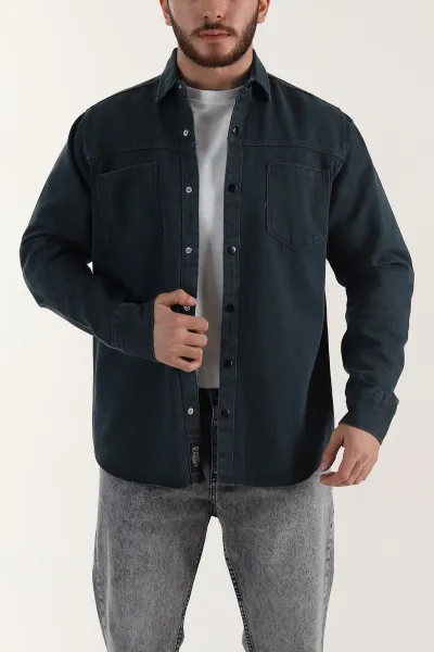 zumrut-yesili-relaxed-fit-gabardin-cift-cepli-yikamali-erkek-gomlek-397966