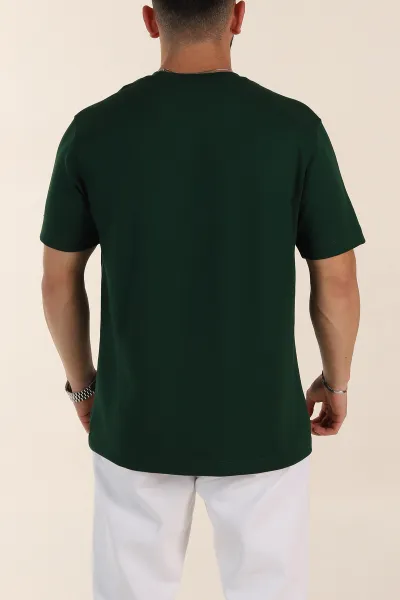 Zümrüt Yeşili Relaxed Fit Kabartma Yazı Detaylı Erkek Tişört 358648