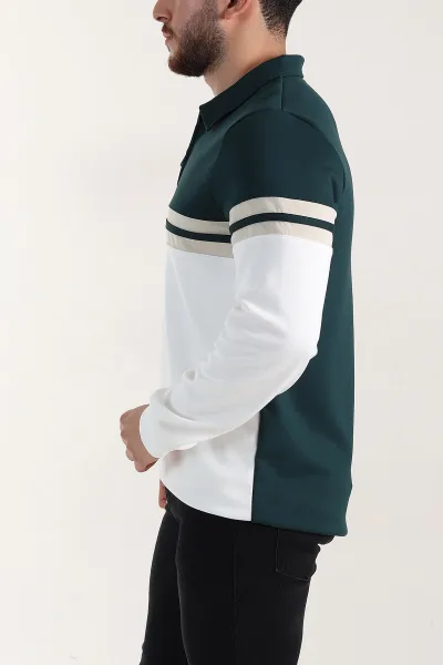 Zümrüt Yeşili Relaxed Fit Oysho Kumaş Fermuarlı Polo Yaka Sweatshirt 399547