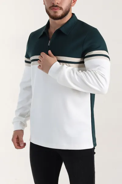 zumrut-yesili-relaxed-fit-oysho-kumas-fermuarli-polo-yaka-sweatshirt-399547