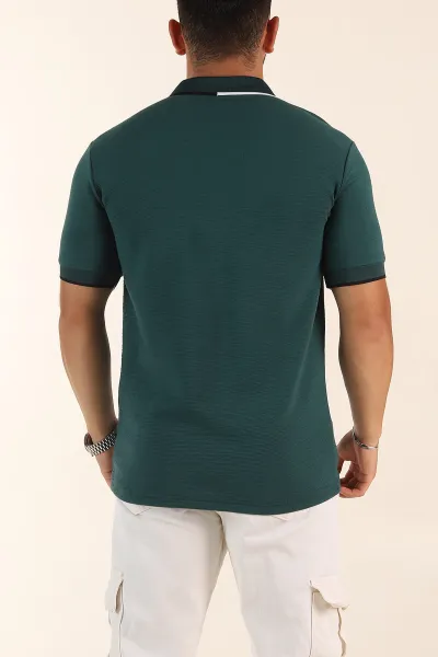 Zümrüt Yeşili Relaxed Fit Patlı Polo Yaka Erkek Tişört 373091