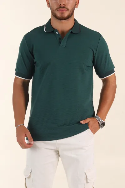 Zümrüt Yeşili Relaxed Fit Patlı Polo Yaka Erkek Tişört 373091
