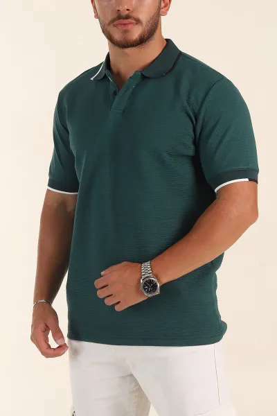 Zümrüt Yeşili Relaxed Fit Patlı Polo Yaka Erkek Tişört 373091