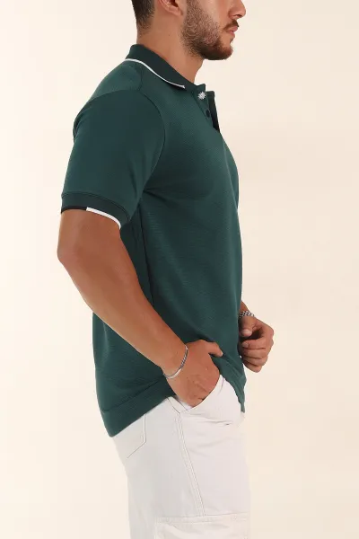 Zümrüt Yeşili Relaxed Fit Patlı Polo Yaka Erkek Tişört 373091