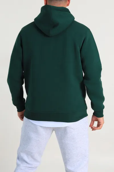 Zümrüt Yeşili Relaxed Fit Üç İp Şardonlu Kabartma Detaylı Erkek Sweatshirt 311120