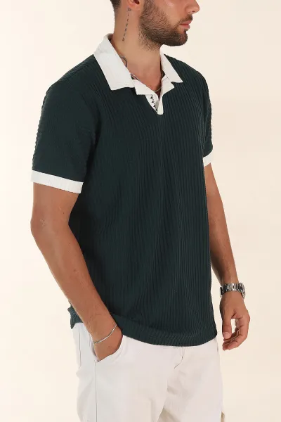 zumrut-yesili-relaxed-fit-waffle-dokulu-polo-yaka-erkek-tisort-373068