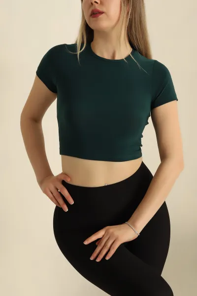 Zümrüt Yeşili Sendy Kumaş Crop 257525