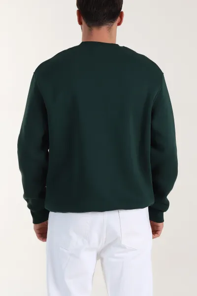 Zümrüt Yeşili Üç İp Şardonlu Bisiklet Yaka Erkek Sweatshirt 410901