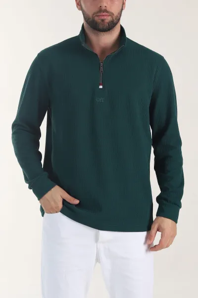 zumrut-yesili-yarim-fermuarli-dik-yaka-dokulu-erkek-sweatshirt-406818