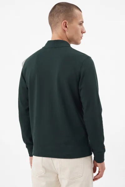 Zümrüt Yeşili Yarım Fermuarlı Erkek Sweatshirt 492046